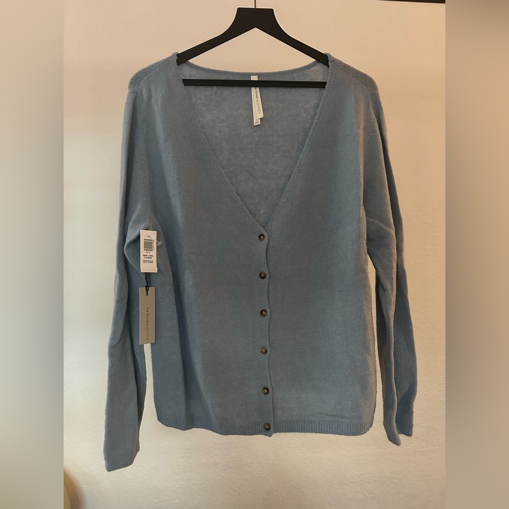 Aritzia cardigan in blue Italian merino wool blend